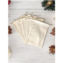 Fulia Elegance 5 Adet Ham Bez Kese | Büzgülü Bez Torba | %100 Pamuk Malzeme | 14X22CM Dayanıklı Kullanım