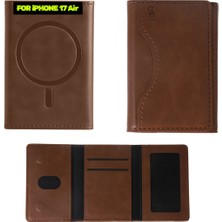 iPhone 17 Air Uyumlu 5 Bölmeli Magsafe Mıknatıslı Deri Kartlık Cüzdan