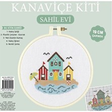 Kanaviçe Kit Sahil Evi 19 cm Krem  Kasnak