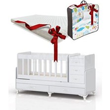 Uzayabilen, Anne Yanı, Sallanır Bebek Beşiği Uyku Seti Pembe Yataklı Full Set 60 x 120