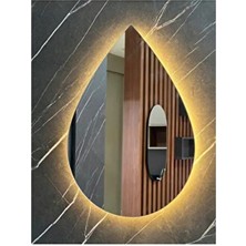 Drop Mirrors Kablosuz Ledli Özel Tasarım Berrak Rodajlı 4mm Lux 60X43 cm 4mm Kalite Dekoratif Ayna