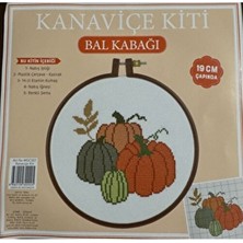Balım Örgü Evi Kahverengi Kasnaklı Kanaviçe Kiti Bal Kabağı 19 cm Plastik Çerçeve ile