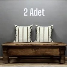 Hd Home Collection Bohem Tasarım Keten Punch Kırlent Kılıfı 43 x 43 cm 2 Adet Bej