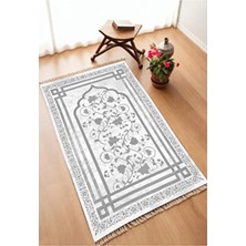 Dekoratif Dijital Baskılı Siyah Kaymaz Taban Seccade Namazlık 75X120