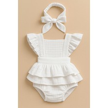 İpek Atlas Kız Bebek ve Çocuk Müslin Elbise Fiyonklu Kolsuz Regular Siluetiyle Şık Yaz Stili