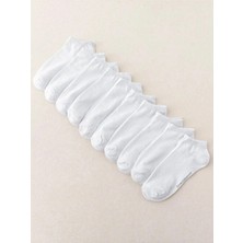 Çorap Çekmecesi Esnek Düz Desenli 10'lu Basic Beyaz Patik Çorap Kadınlar İçin Özel Tasarım