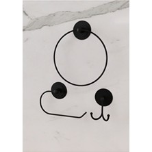 Vikihouse Siyah Metal Halka Havluluk Tuvalet Kağıtlık ve Bornoz Askısı Seti 3 Parça