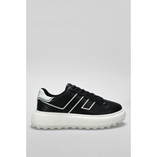 Lufian Erkekler İçin Harold Siyah Sneaker Ayakkabı Düz Taban Hakiki Deri ile Şık Günlük Stil