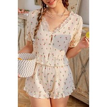 Bella Notte  Pijama Takımı Çiçek Desenli Fırfırlı Tasarım ile Rahat Kullanım