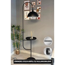 Bamyum Dimmerli Işığı Ayarlanabilen Metal Lambader Siyah Renk ve Şık Görünüm ile Salon Uyumlu
