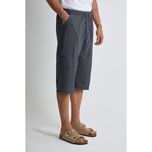 Dechers Erkek Kargo Cep Kapri Düz Desenli Nefes Alabilir Kumaş ile Yazlık Rahat Tasarım