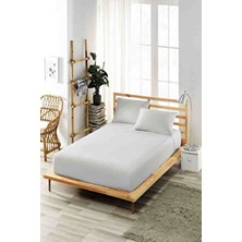 Ely Parker Lastikli Çarşaf Takımı Gri Pamuklu Yastık Kılıflı 150 x 200 cm Çift Kişilik veya Tek Kişilik