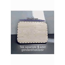 Ahşap Krem 28X20 cm 5 Ad Bambu Tepsi Örgü Plakası Supla Delikli Altlık Tığ Taban Işi Sepet Tabanı