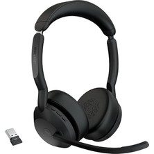 Evolve2 55 Stereo Kablosuz Kulaklık Jabra Air Comfort Teknolojisi, Gürültü Önleyici Mikrofonlar ve Aktif Gürültü Önleme - Ms Teams Sertifikalı, Diğer Tüm Platformlarla Çalışır - Siyah