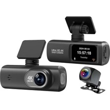 Hd Araç Kamerası Çift Yönlü Dash Cam - 4K UHD Ön ve 1080P Fhd Arka Kameralı, Wifi ve Telefon Uygulaması ile Kontrol, 64GB Sd Kart Desteği (Dahil Değildir), Park Modu, Döngüsel Kayıt V22