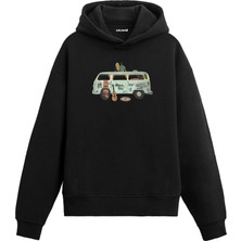 Colermi Karavan ve Müzik Temalı Tasarım Baskılı Retro Unisex Kapüşonlu Hoodie
