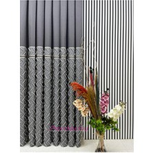 Bohem Tarzı Saçaklı Antrasit Gri Hayran Pano Fon Perde 1x3 Sık Pile [tek Kanat] Ütü Istemez