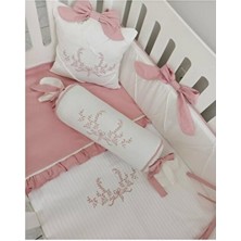 Ege Home Deluxe %100 Pamuklu Nakışlı 3 Parça Pike , Şeker Yastık, Fiyonklu Yastık Seti