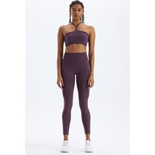 COMEUP Mor Renkli Kadın Toparlayıcı Tayt Yüksek Bel Fitted Kalıp ile Konforlu Spor Deneyimi