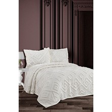 Iskandinav Çift Kişilik Yatak Örtüsü 240X250 ve 2 Adet Yastık Ekru