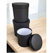 Silindir Hediyelik Karton Kutu Seti 3'lü Siyah Zarif Tasarım ile Hediye Vermenin Şık Yolu