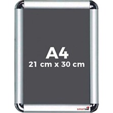 Nurline A4 Rondo Çerçeve Gri Metal Malzemeden Açılır Kapanır Aluminyum Görünümlü Kişiselleştirilebilir Afiş Belge Çerçevesi