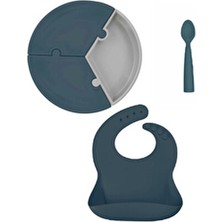 Porsiyon Puzzle Deep Blue Tabak & Basic Önlük & Nam Nam Kaşık Set