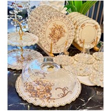 28 Parça Solid Veneto Altın Yaldızlı 6 Kişilik Pasta Çay Servis Ikram Takımı