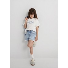 Melissa Açık Mavi Jean Şort Kadın Düz Desenli Denim Rahat Kesim Yazlık 7410655-89489
