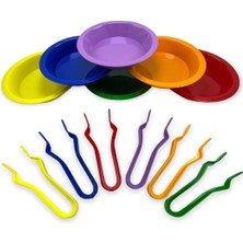 Aktarma Seti - Kase ve Cımbızlar Set Montessori (6 Adet Kase 6 Adet Cimbiz 12 Adet)