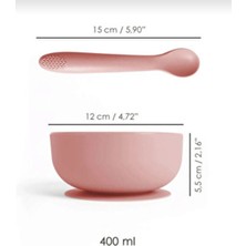 Bebek Kapaklı Mama Kasesi ile Kaşık-Silikon Vakumlu Kase