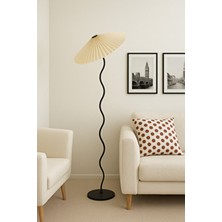 Snake Modern Lambader – Kırma Krem Şapka & Siyah Gövde | Lüks Dekoratif Aydınlatma