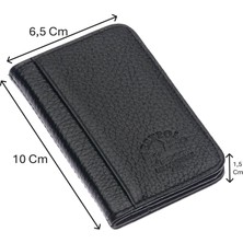 Westpolo Hakiki Deri Bol Kart Bölmeli Unisex Kartlık - Siyah