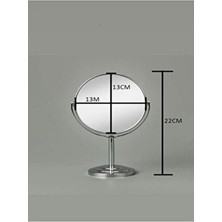 Masaüstü Ayaklı 360° Dönebilen Ev, Ofis, Işyeri, Seyahat Için Mini Krom Büyüteçli Ayna 21X15