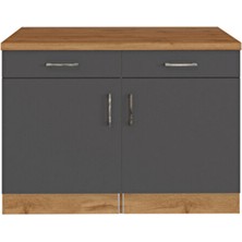 Lale Mutfak 2 Çekmeceli 2 Kapaklı Alt Modül -120 cm - Çok Amaçlı Dolap -Tezgah Dahil