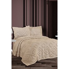 Ponponlu Delux Iskandinav 3 Parça Çift Kişilik Pike Takımı Örtü Yatak Örtüsü Pike