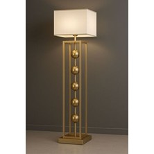 Orbix Mat Gold Lambader - Modern Ayaklı Lamba Krem Başlık Mat Gold Gövde