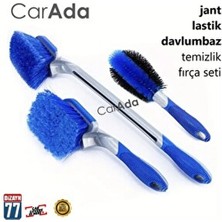CarAda Jant Lastik Davlumbaz Temizlik Fırça Seti Mavi Renk Dayanıklı Yapı ile Derinlemesine Temizlik