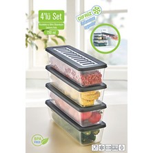 4'lü Set Buzdolabı Organizer Mikrodalga ve Difrize Uygun Saklama Kabı 4 x 750 ml