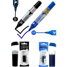 Pilot V-Board Master Siyah-Mavi Tahta Kalemi ve Kalem Kartuşu Siyah-Mavi Set