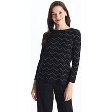 Lc Waikiki Yeni Sezon Bisiklet Yaka Desenli Kadın Triko Kazak