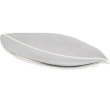 Yaprak Gümüş Porselen Servis Tabağı 37 x 19 cm