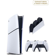 SONY Playstation 5 1 Tb Slim Digital Edition Oyun Konsolu + 2. Ps5 Kol  + Ps5 Şarj Istasyonu