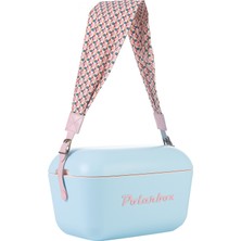 Prinkstyle Geometric Classic Pamuk ve Deri Kayışlı Sky Blue Baby Pink Soğuk ve Sıcak Tutucu Termal Çanta 20 Lt