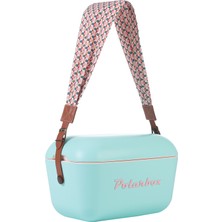 Prinkstyle Geometric Classic Pamuk ve Deri Kayışlı Baby Blue Pink Soğuk ve Sıcak Tutucu Termal Çanta 20 Lt