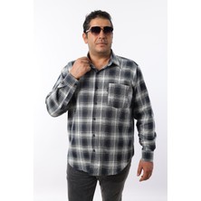 Büyük Beden Lacivert Ekose Gabardin Erkek Gömlek (BTL-7113-TSS)