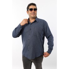 Büyük Beden Lacivert-Indigo Yünlü Flanel Erkek Gömlek (BTL-7102-TSS)