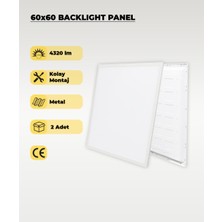 AC Aydınlatma 48W 60X60 Backlight LED Panel Armatür Beyaz Işık 2 Adet