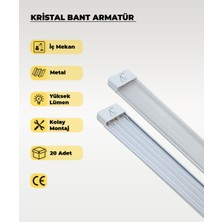 AC Aydınlatma 100W Beyaz Kristal  LED Bant Armatür 6500K (Beyaz Işık) 20 Adet