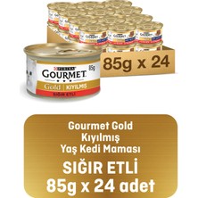 Gourmet Gold Gold Gourmet Parça Etli ve Soslu Sığır Etli Kedi Maması 85 gr x 24 Adet Lezzetli Tat